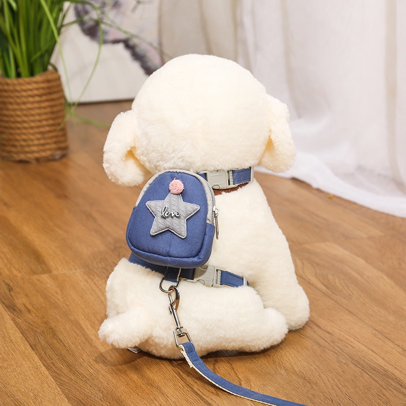 Coleira peitoral com Mochila E guia para cachorro pequenos e gatos 024-085S/086M
