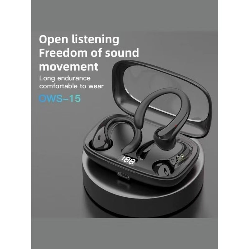 Fone de ouvido Bluetooth Estéreo OWS-15 sem fio Microfones Toque Inteligente Esportes new